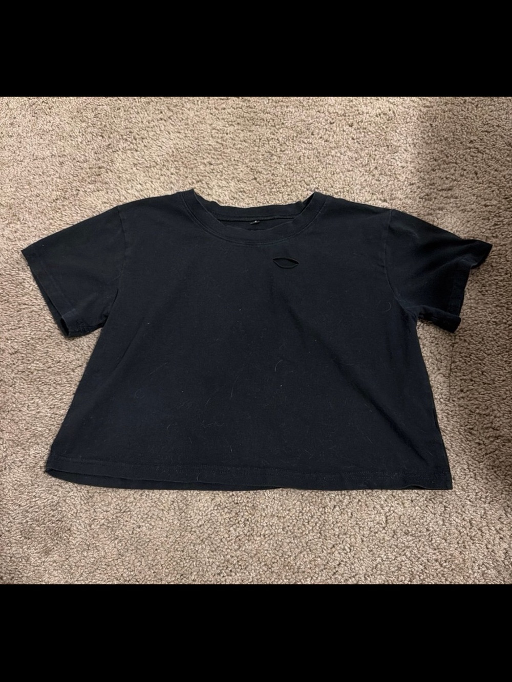 Women's Summer Casual Short Sleeve Tops Distressed Ripped Crop Top T-Shirt Black